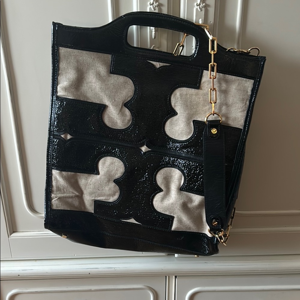 Black and Beige Designer Tote Bag